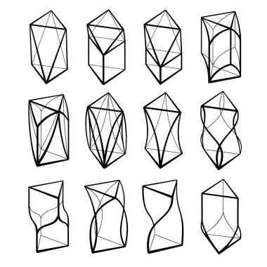 3 boyutlu geometrik şekiller prizma tasarımlarını dizayn eder
