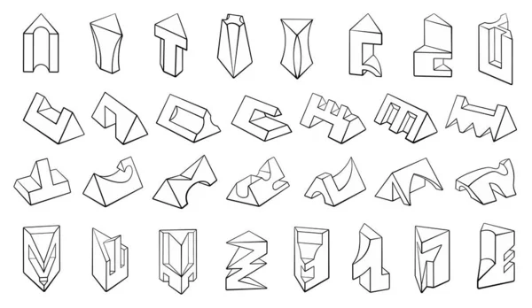 Zestaw kształtów geometrycznych 3D projektów pryzmatów — Wektor stockowy