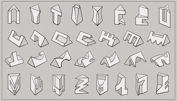 Set geometrischer 3D-Formen Prisma-Designs — Stockvektor