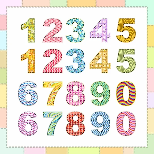 Vector abstract alphabet numbers with pattern. — Stock Vector