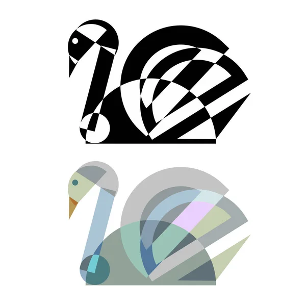 Cisne de estilo geométrico abstracto . — Vector de stock