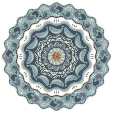 Deniz vektör eli soyut illüstrasyon çizdi