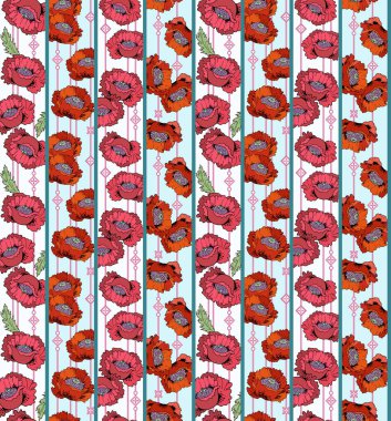 Gelincikler çiçek vektörü soyut ve pürüzsüz desen