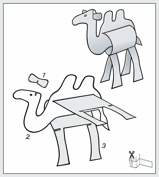 Kamel aus Papierstücken. Zusammengesetzte Figur. — Stockvektor