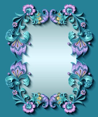 Çiçekli el çizimi vektör kenarı.