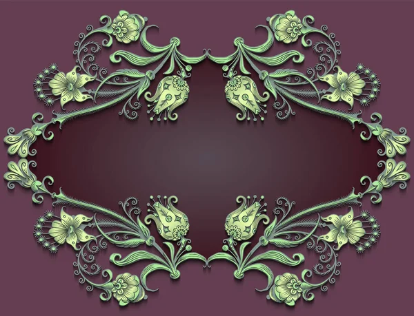 Floral bordure vectorielle dessinée à la main. — Image vectorielle