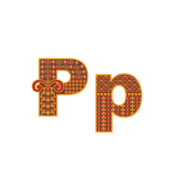装飾模様のベクトル抽象文字P. — ストックベクタ