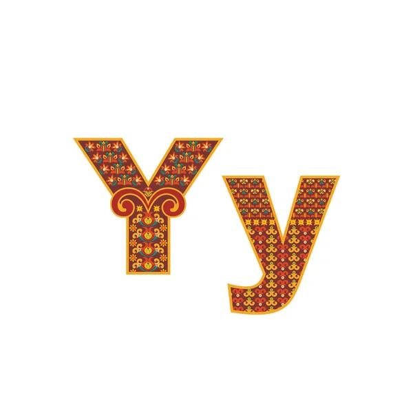Letra abstrato vetorial Y com padrão ornamental . — Vetor de Stock