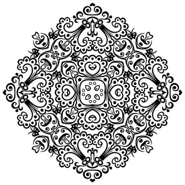 Vektör siyah çiçekli etnik süsleme