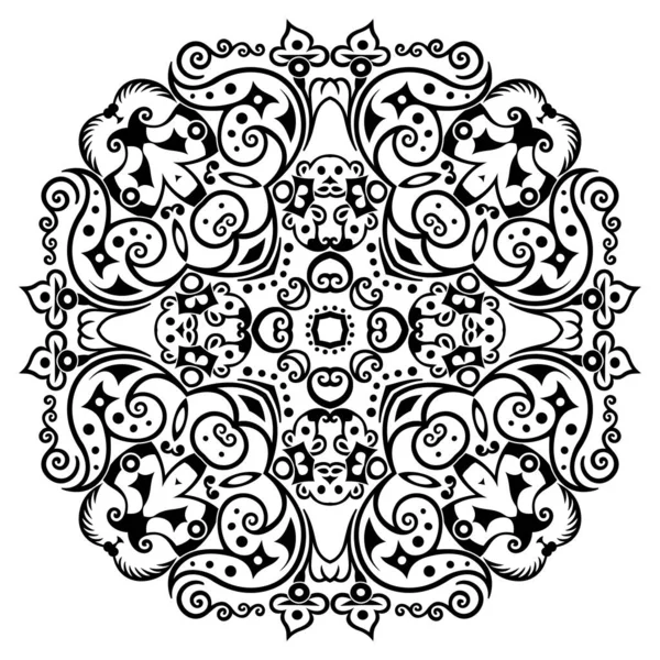 Vector negro floral étnica ornamental ilustración — Archivo Imágenes Vectoriales