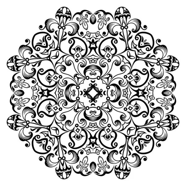Векторна чорна квіткова етнічна декоративна ілюстрація — стоковий вектор