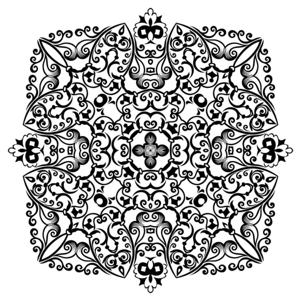 Vettore nero floreale etnico ornamentale illustrazione — Vettoriale Stock