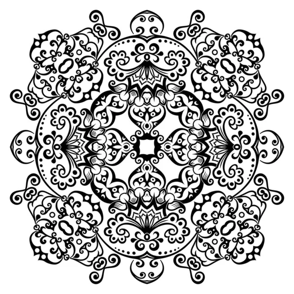 Vektor černá květinová etnické ornamentální ilustrace — Stockový vektor