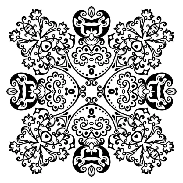 Vektor schwarz florale ethnische ornamentale Illustration — Stockvektor