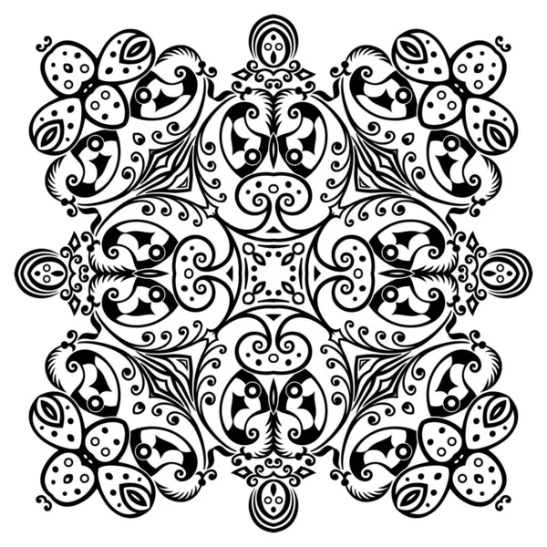 Vector zwart bloemen etnische ornamentale illustratie — Stockvector