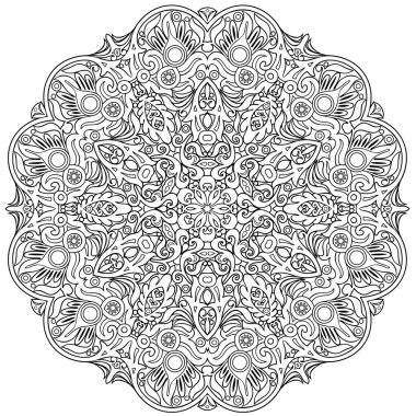 Vektör çiçekli etnik el çizgisi sanat mandala