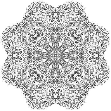 Vektör çiçekli etnik el çizgisi sanat mandala