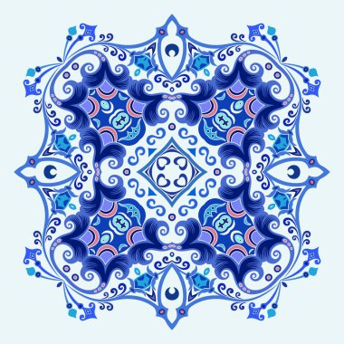 Vektör mavisi dekoratif etnik resimleme