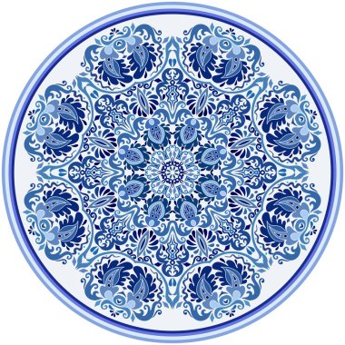Vektör mavisi dekoratif etnik resimleme