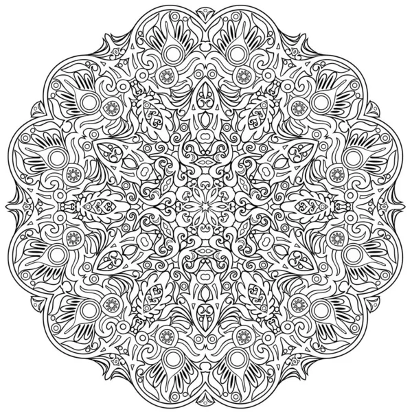 Vector bloemen etnische hand getrokken lijn kunst mandala — Stockvector