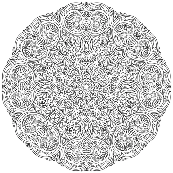 Vector bloemen etnische hand getrokken lijn kunst mandala — Stockvector