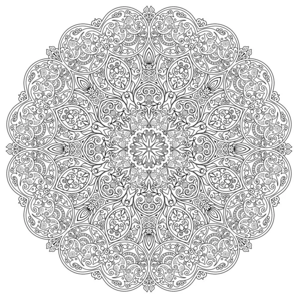 Vektor květinové etnické ručně kreslené čáry umění mandala — Stockový vektor