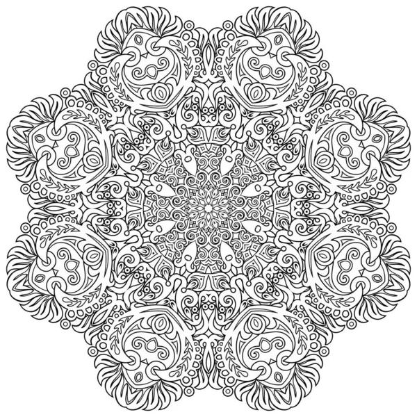 Vector bloemen etnische hand getrokken lijn kunst mandala — Stockvector