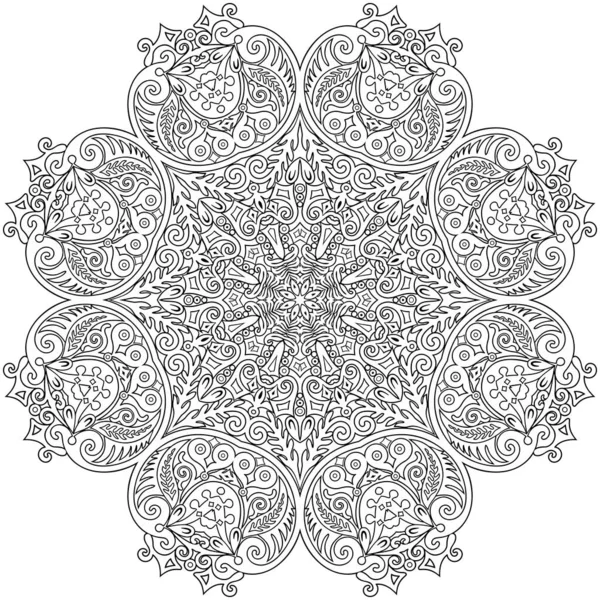 Vector bloemen etnische hand getrokken lijn kunst mandala — Stockvector