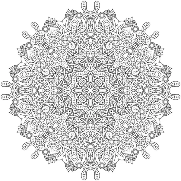 Vector bloemen etnische hand getrokken lijn kunst mandala — Stockvector