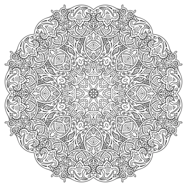 Vector floral ethnic hand drawn line art mandala — Stock Vector