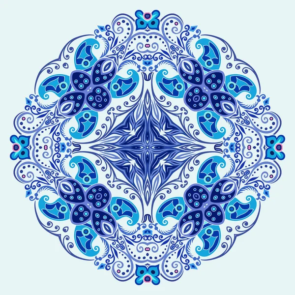 Illustration ethnique florale décorative bleue vectorielle — Image vectorielle