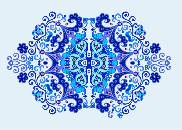 Vector blauw decoratieve bloemen etnische illustratie — Stockvector