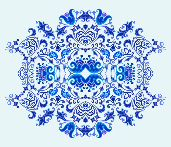 Vector blauw decoratieve bloemen etnische illustratie — Stockvector