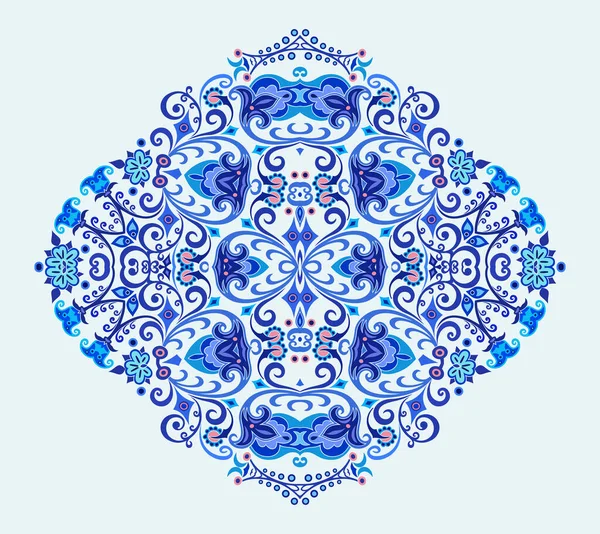 Векторно-голубая декоративная цветковая этническая иллюстрация — стоковый вектор