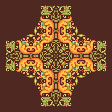 Vektör etnik soyut çiçek çizimi