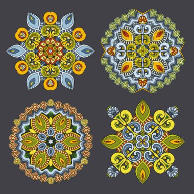 Vektör dekoratif soyut çiçek seti