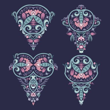 Vektör süslemeli doğa vintage tasarım elementleri