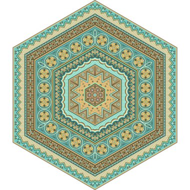 Vektör soyut etnik mandala altıyüzlü figürü