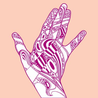 İçinde süs olan el konturu çizimi