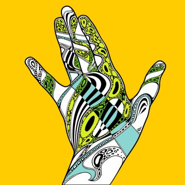 İçinde süs olan el konturu çizimi