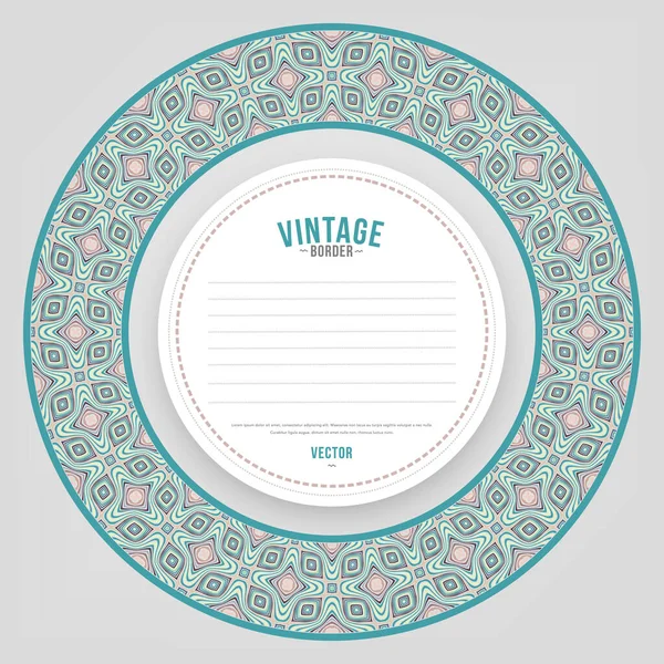 Vector ornamental vintage ethnic round frame — Stock Vector