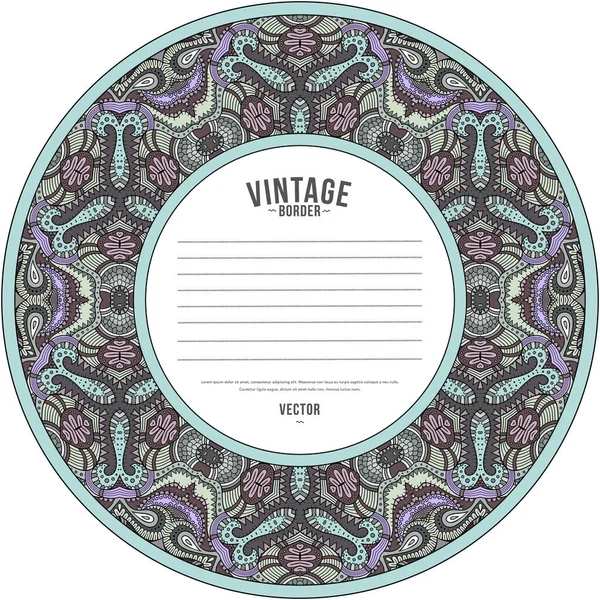 Vector ornamental vintage ethnic round frame — Stock Vector