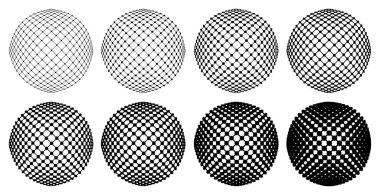 Vektör noktalı çizgili küreler ayarlandı.