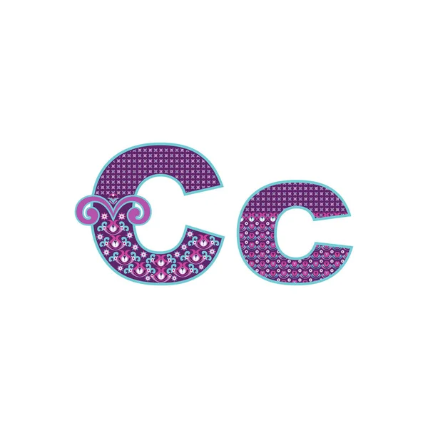 Vecteur abstrait lettre C avec motif ornemental. Panneaux de dessin animé — Image vectorielle