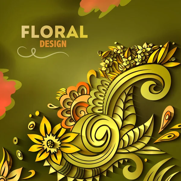 Vetor moderna volumétrica ilustração floral . — Vetor de Stock