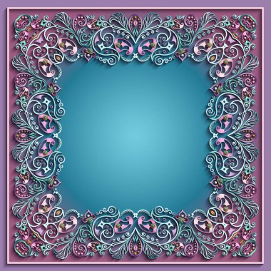 Soyut vektör süslemeli doğa vintage çerçeve.