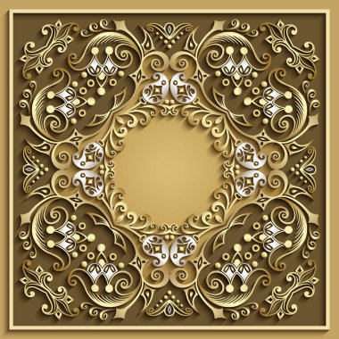 Soyut vektör süslemeli doğa vintage çerçeve.