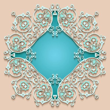 Soyut vektör süslemeli doğa vintage çerçeve.