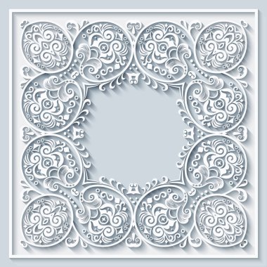 Soyut vektör süslemeli doğa vintage çerçeve.