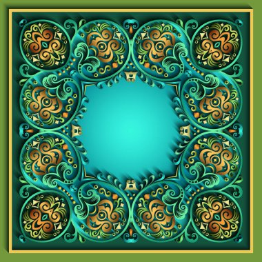 Soyut vektör süslemeli doğa vintage çerçeve.